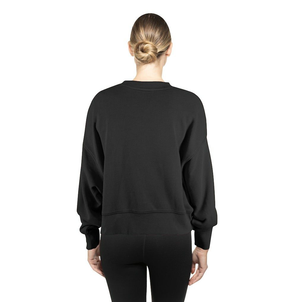 Baltimore Ravens New Era Women's Oversized Throwback Mineral Wash Crew Neck Sweatshirt Black