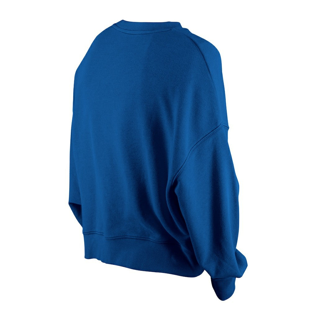 Buffalo Bills New Era Women's Oversized Throwback Mineral Wash Crew Neck Sweatshirt Royal