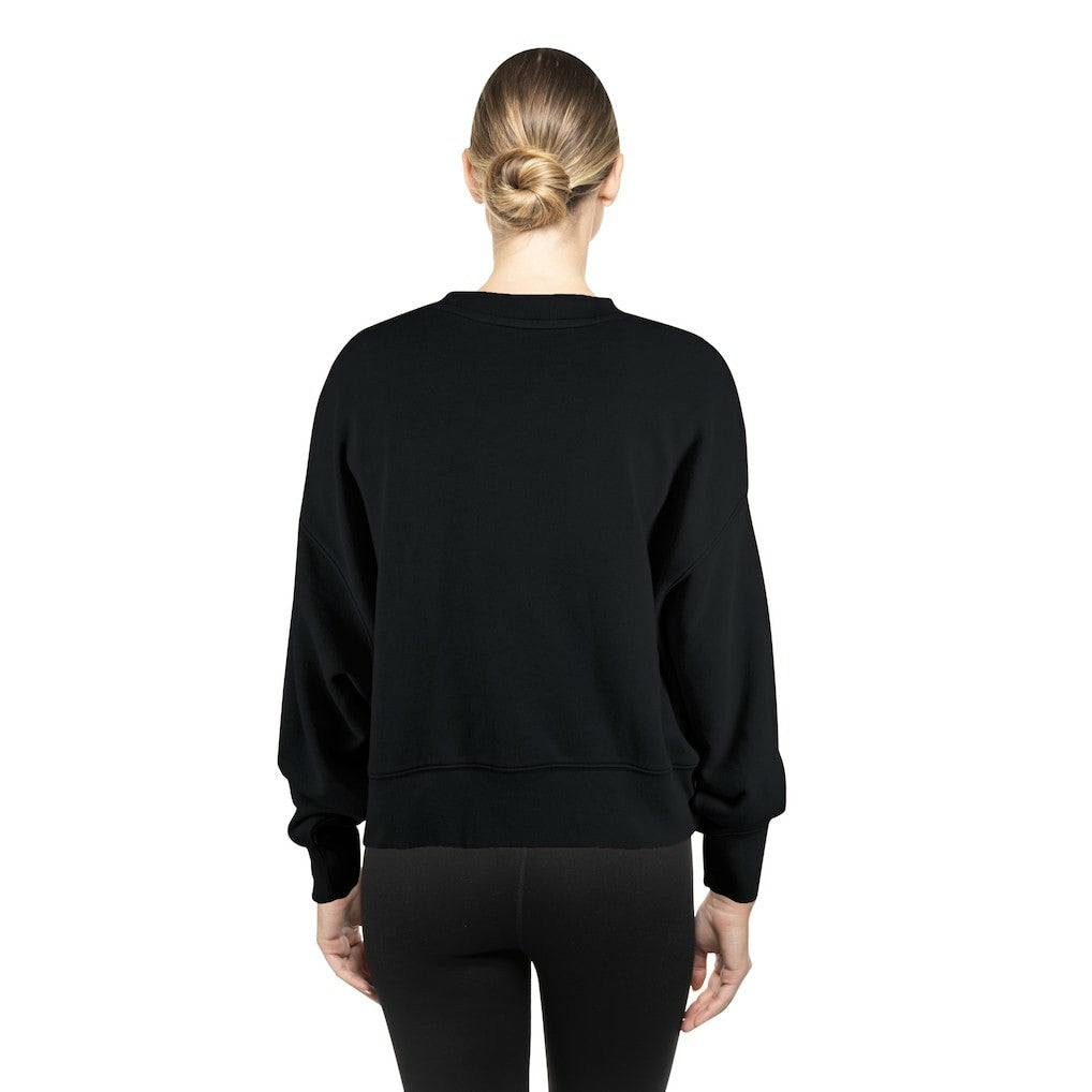 Philadelphia Eagles New Era Women's Oversized Throwback Mineral Wash Crew Neck Sweatshirt Black