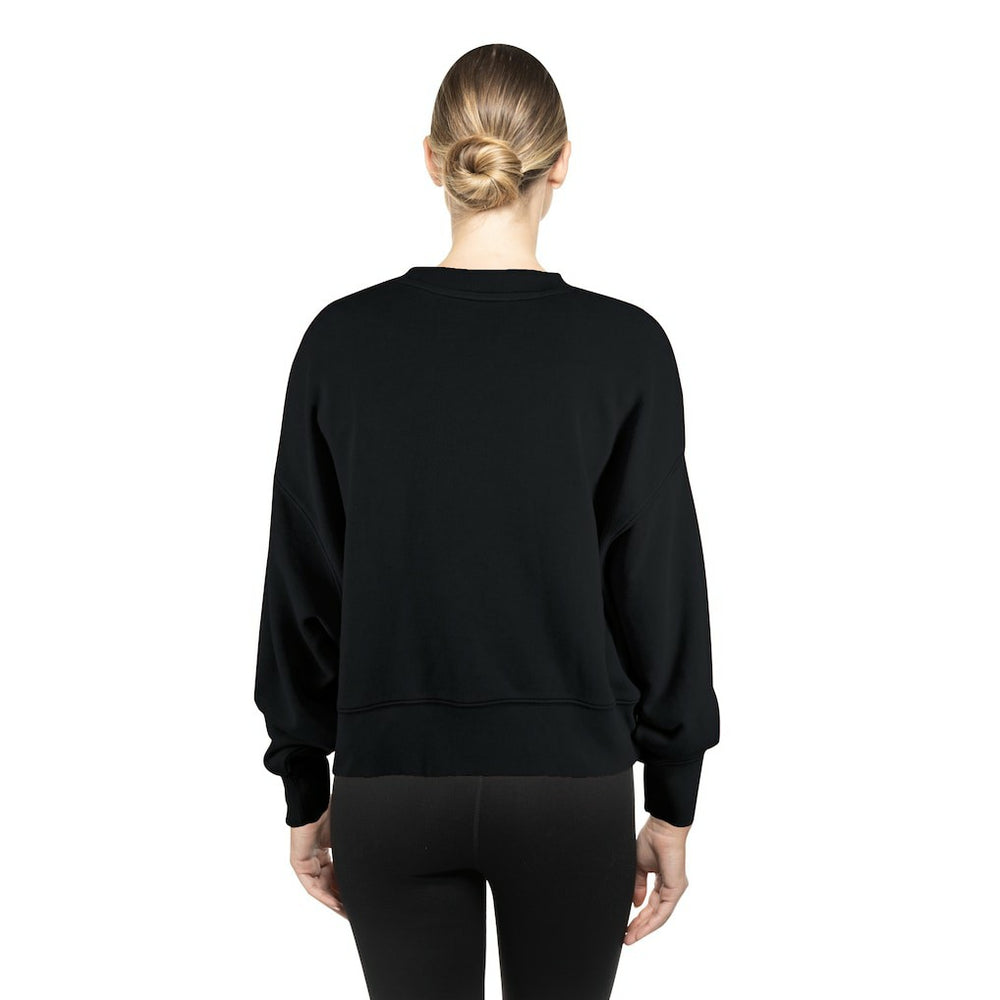 Philadelphia Eagles New Era Women's Oversized Throwback Mineral Wash Crew Neck Sweatshirt Black