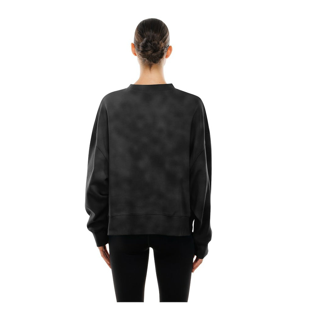 Pittsburgh Steelers New Era Women's Oversized Throwback Mineral Wash Crew Neck Sweatshirt Black