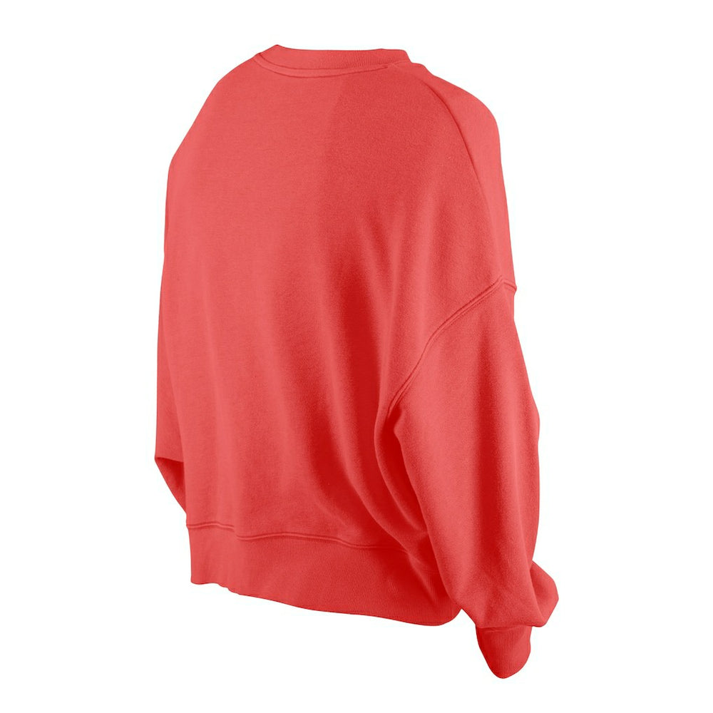 San Francisco 49ers New Era Women's Oversized Throwback Mineral Wash Crew Neck Sweatshirt Scarlet