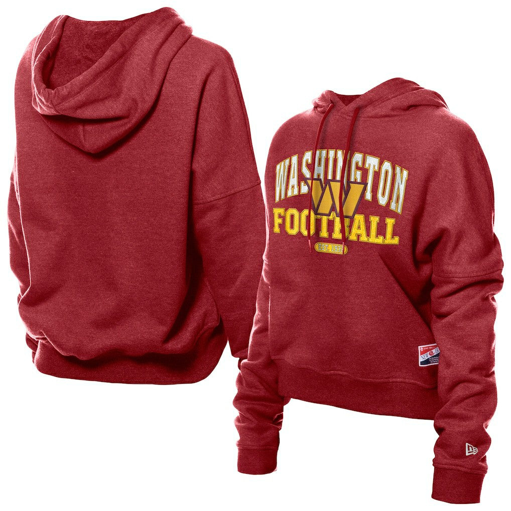 Washington Commanders New Era Women's Throwback Boxy Hoodie Sweatshirt Burgundy