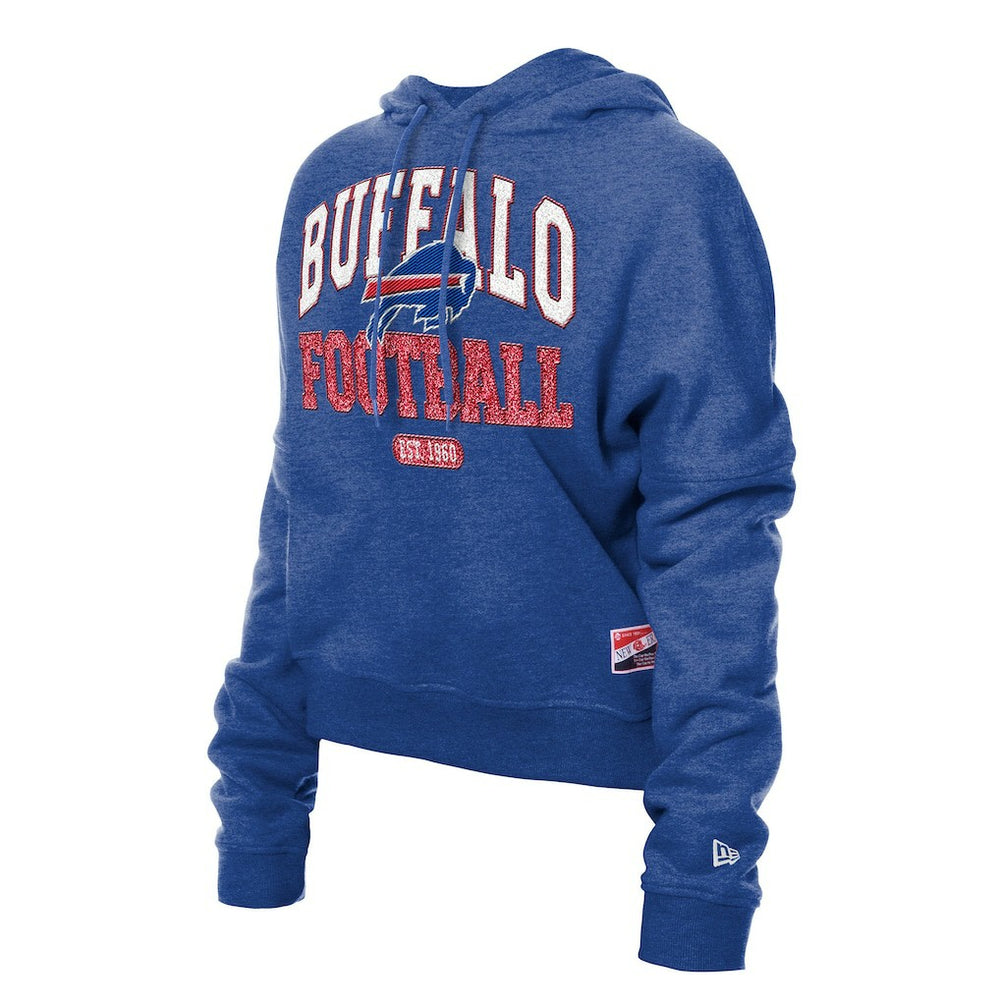 Buffalo Bills New Era Women's Throwback Boxy Hoodie Sweatshirt Royal