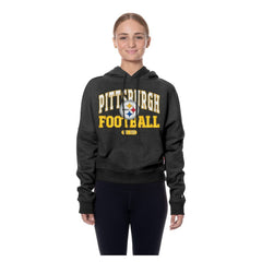 Pittsburgh Steelers New Era Women's Throwback Boxy Hoodie Sweatshirt Black