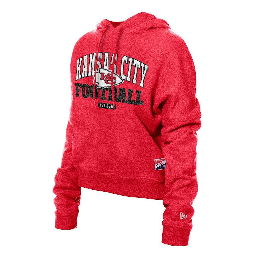 Kansas City Chiefs New Era Women's Throwback Boxy Hoodie Sweatshirt Red