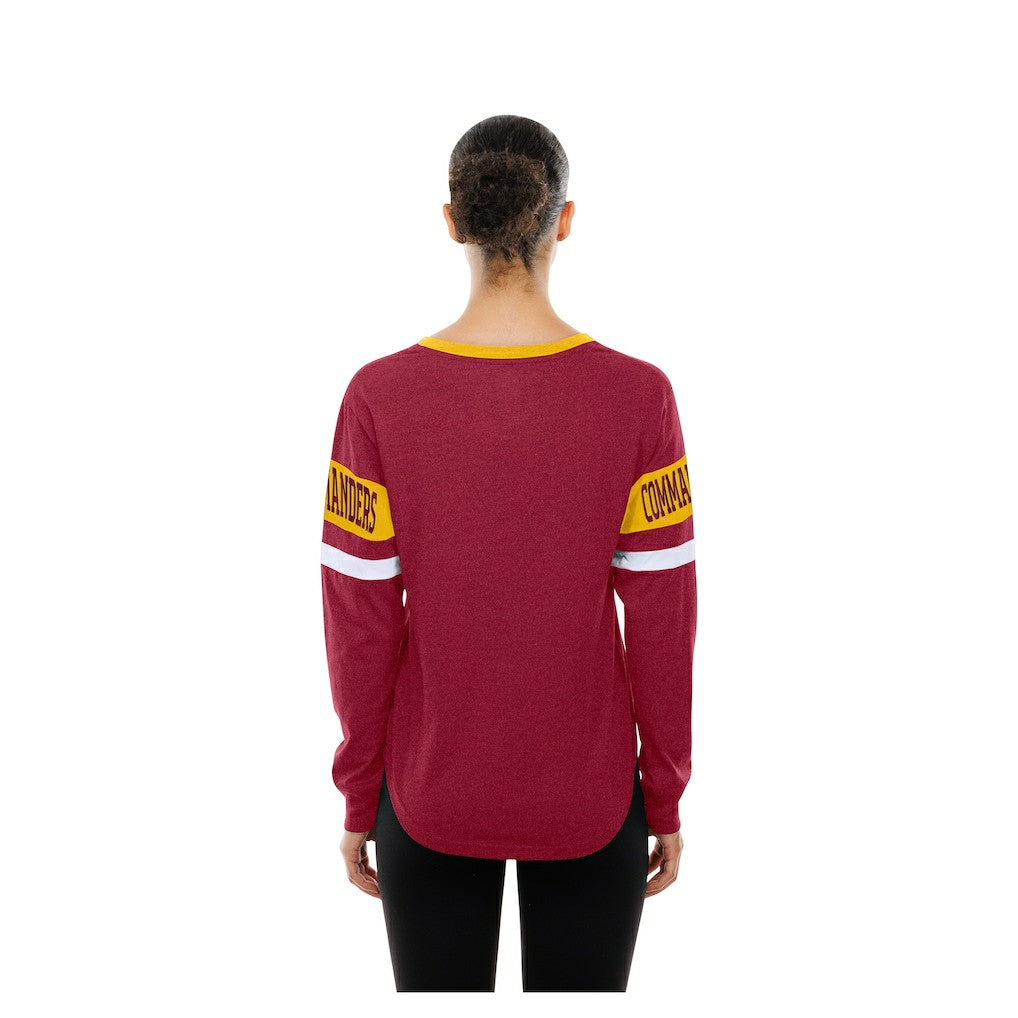 Washington Commanders New Era Women's Throwback Lace-Up Long-Sleeve T-Shirt Burgundy