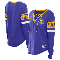 Minnesota Vikings New Era Women's Throwback Lace-Up Long-Sleeve T-Shirt Purple