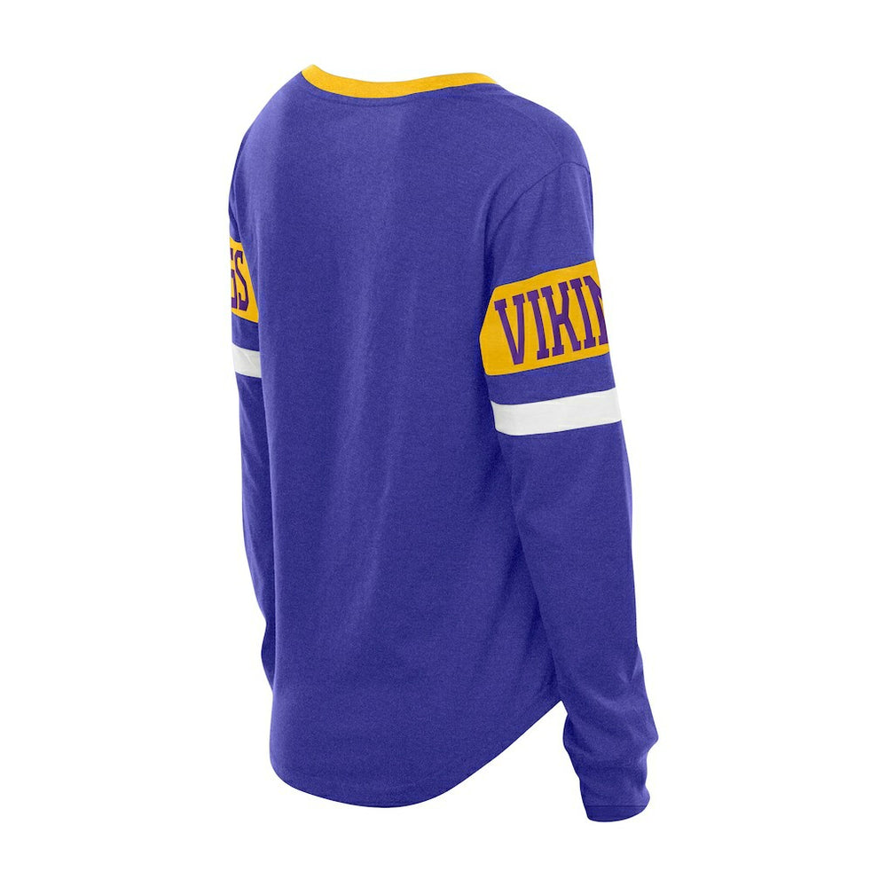 Minnesota Vikings New Era Women's Throwback Lace-Up Long-Sleeve T-Shirt Purple