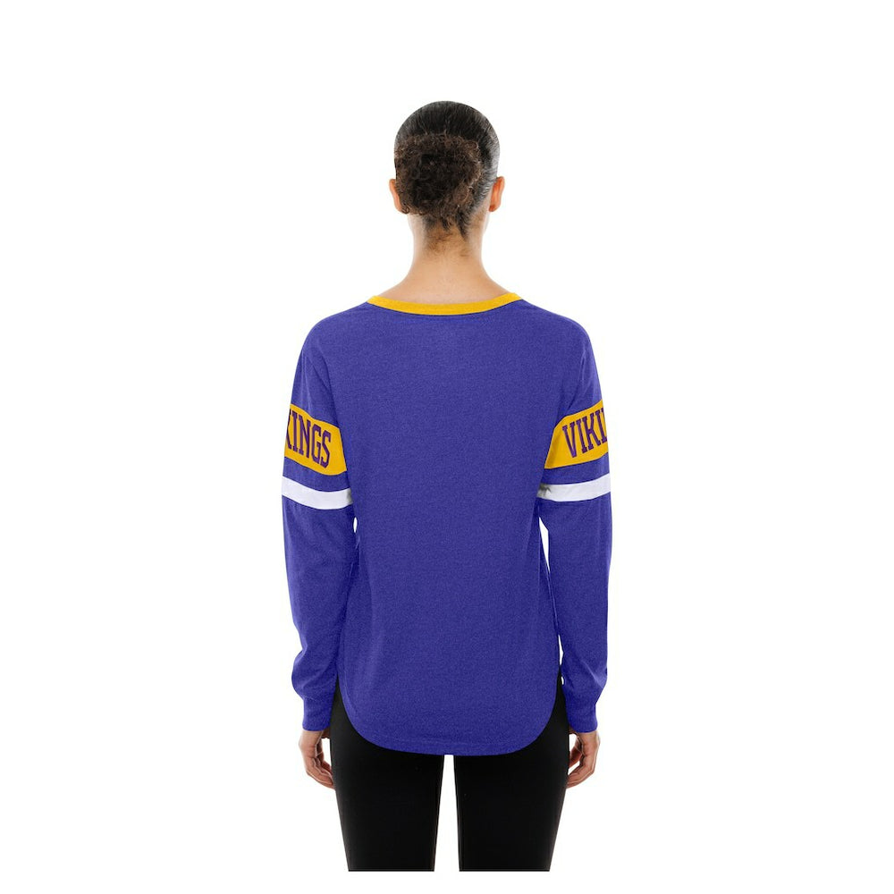 Minnesota Vikings New Era Women's Throwback Lace-Up Long-Sleeve T-Shirt Purple