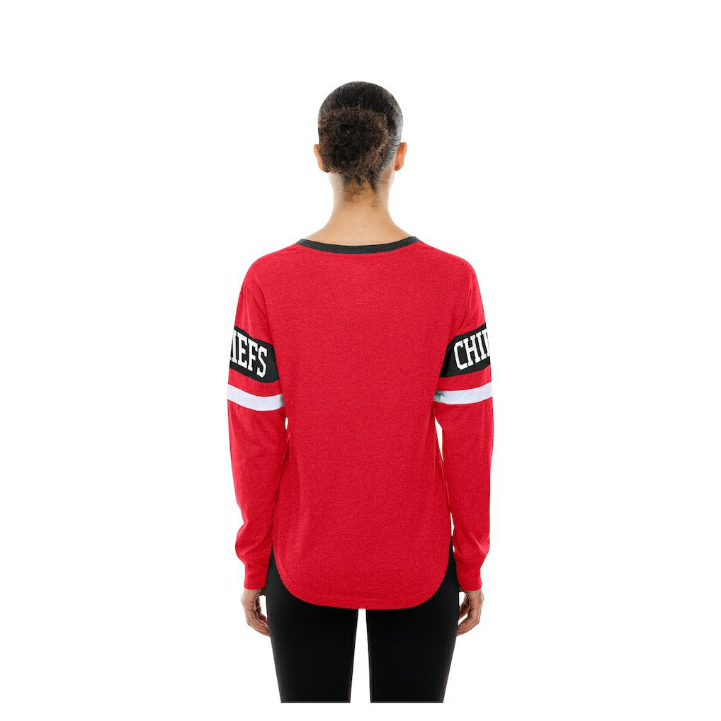 Kansas City Chiefs New Era Women's Throwback Lace-Up Long-Sleeve T-Shirt Red