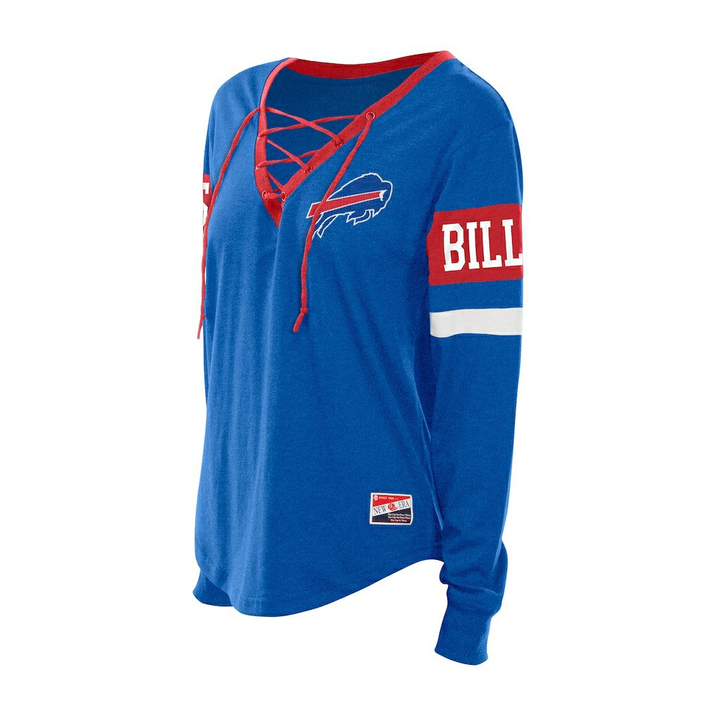 Buffalo Bills New Era Women's Throwback Lace-Up Long-Sleeve T-Shirt Royal