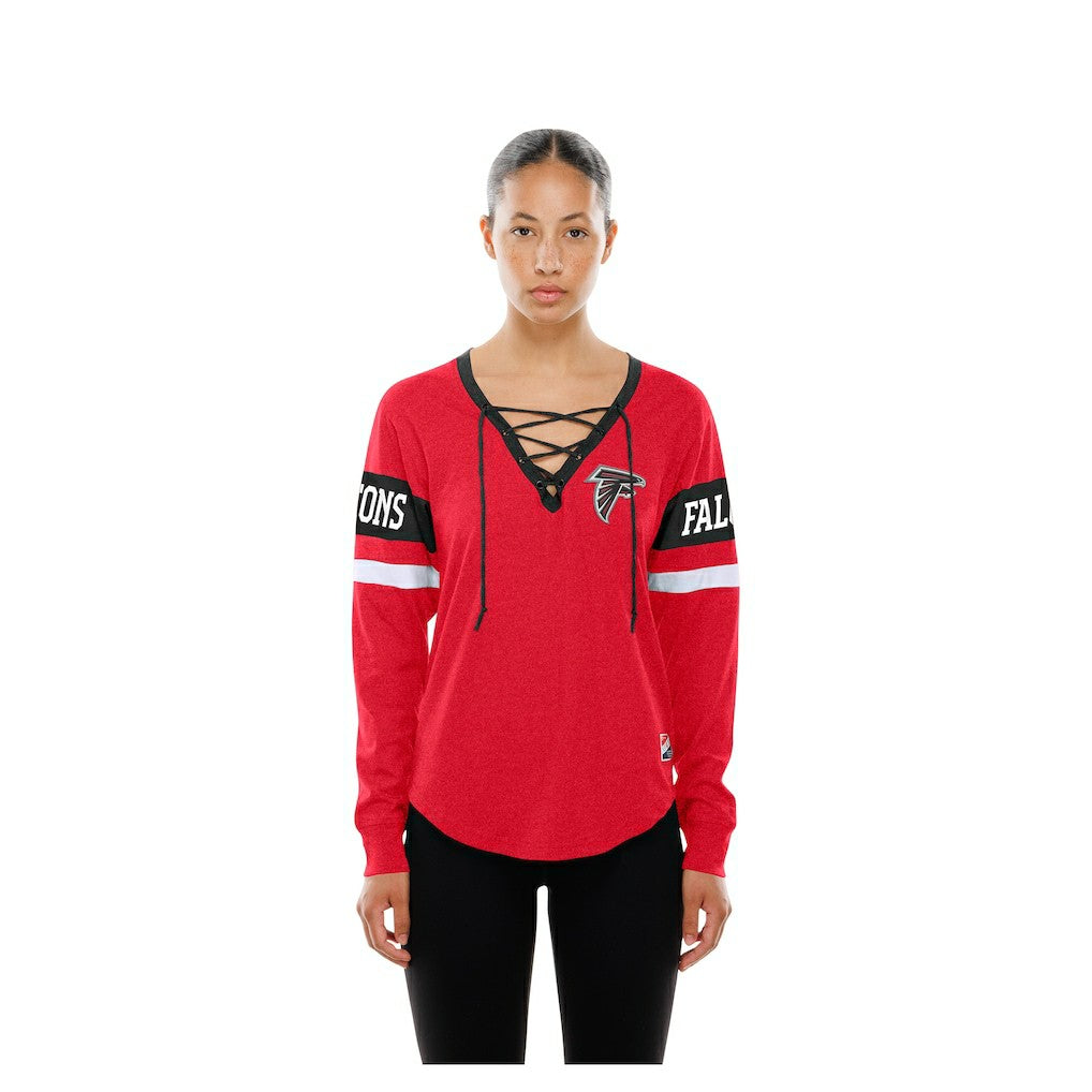 Atlanta Falcons New Era Women's Throwback Lace-Up Long-Sleeve T-Shirt Red