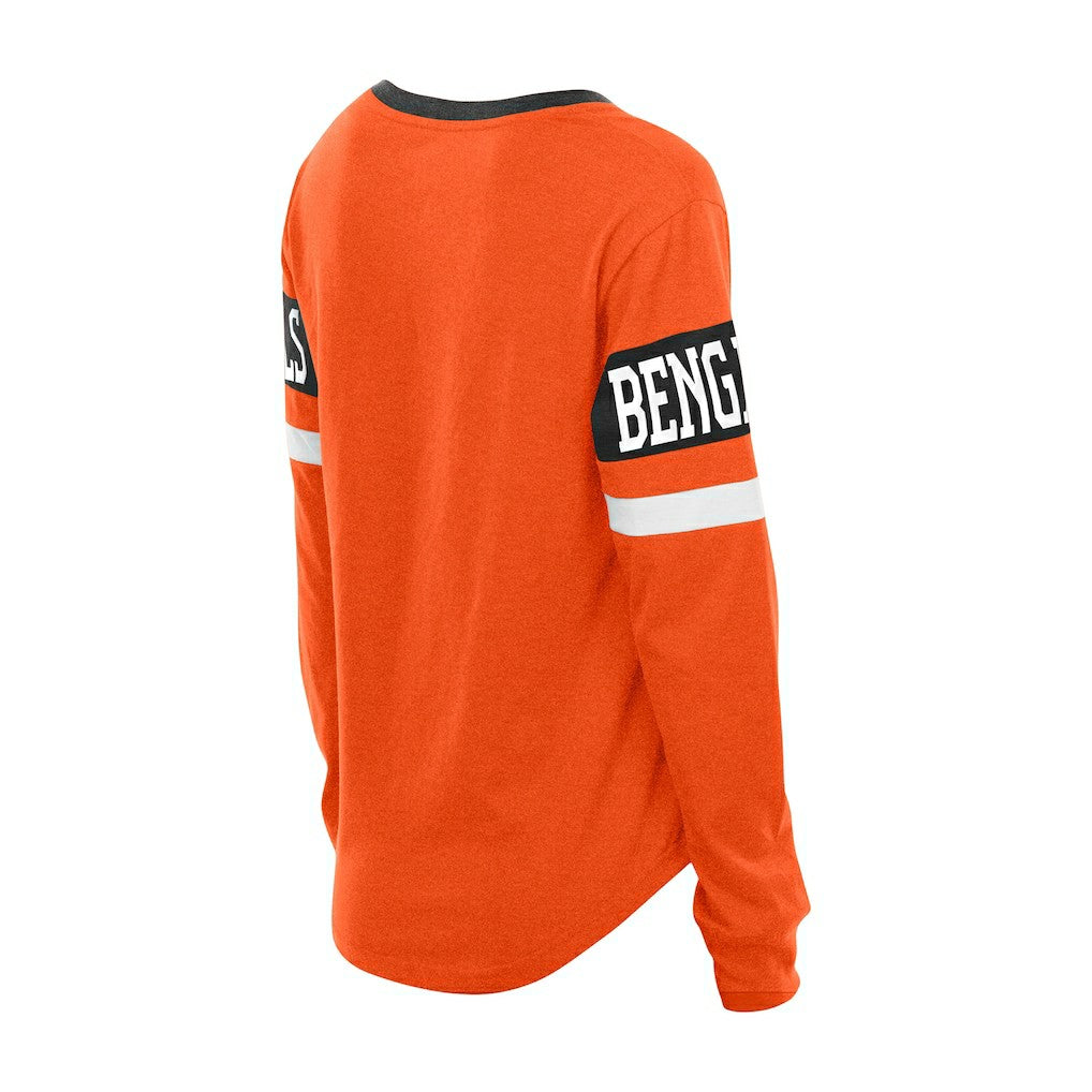 Cincinnati Bengals New Era Women's Throwback Lace-Up Long-Sleeve T-Shirt Orange