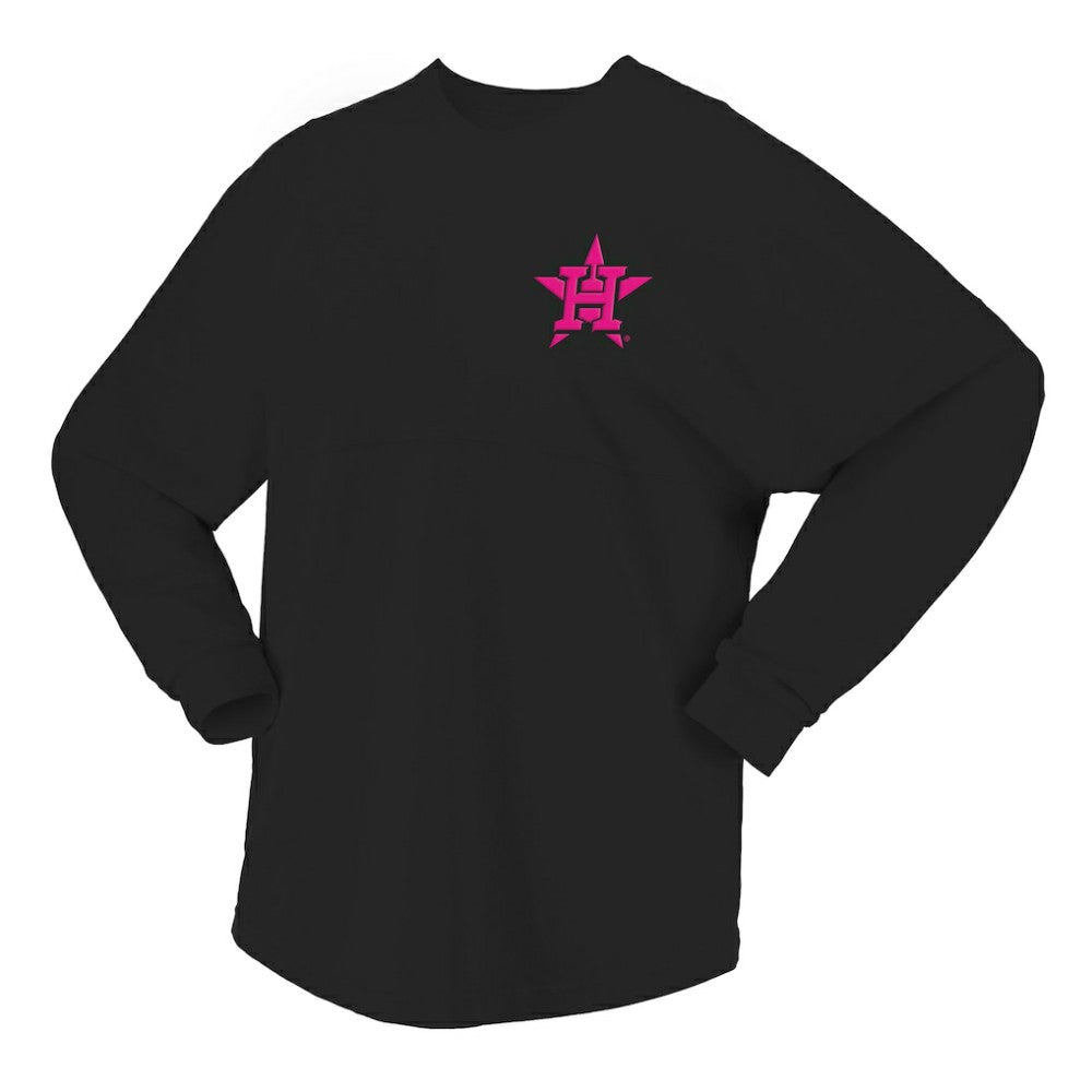 Houston Astros Fanatics Women's Neon Jersey Long Sleeve T-Shirt - Black Jerseys