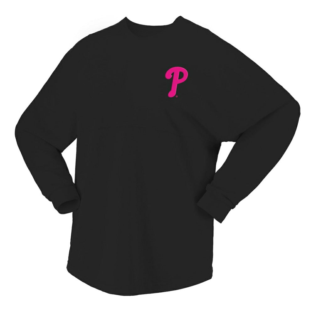 Philadelphia Phillies Fanatics Women's Neon Jersey Long Sleeve T-Shirt - Black Jerseys