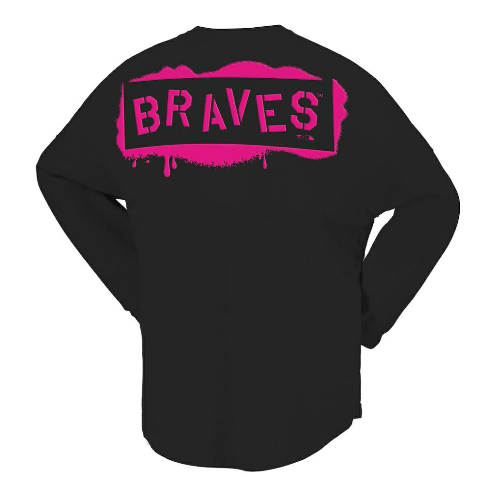Atlanta Braves Fanatics Women's Neon Jersey Long Sleeve T-Shirt - Black Jerseys
