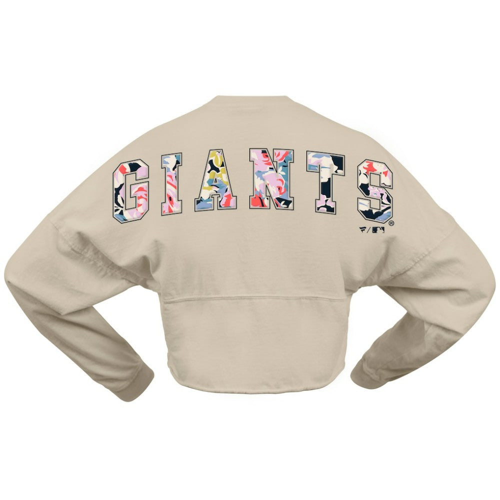 San Francisco Giants Fanatics Women's Floral Preppy Cropped Long Sleeve T-Shirt - Cream T-shirts