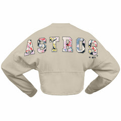 Houston Astros Fanatics Women's Floral Preppy Cropped Long Sleeve T-Shirt - Cream T-shirts