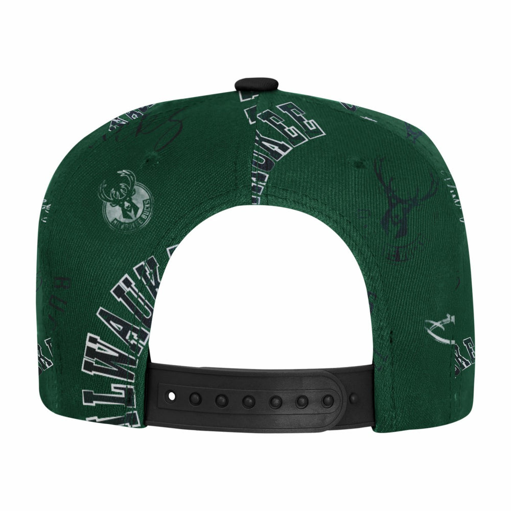 Milwaukee Bucks Outerstuff Youth Street Hooper Allover Print Snapback Hat Hunter Green