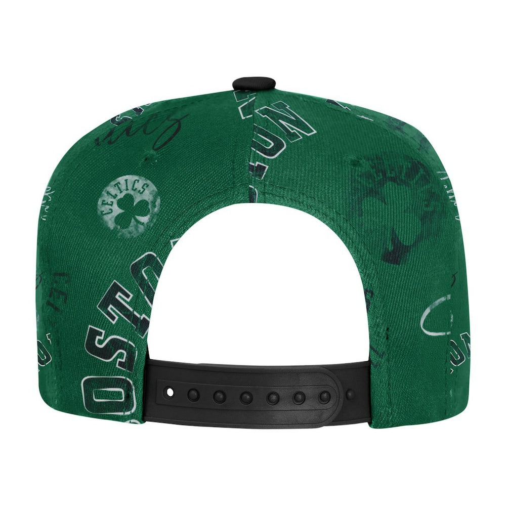 Boston Celtics Outerstuff Youth Street Hooper Allover Print Snapback Hat Kelly Green