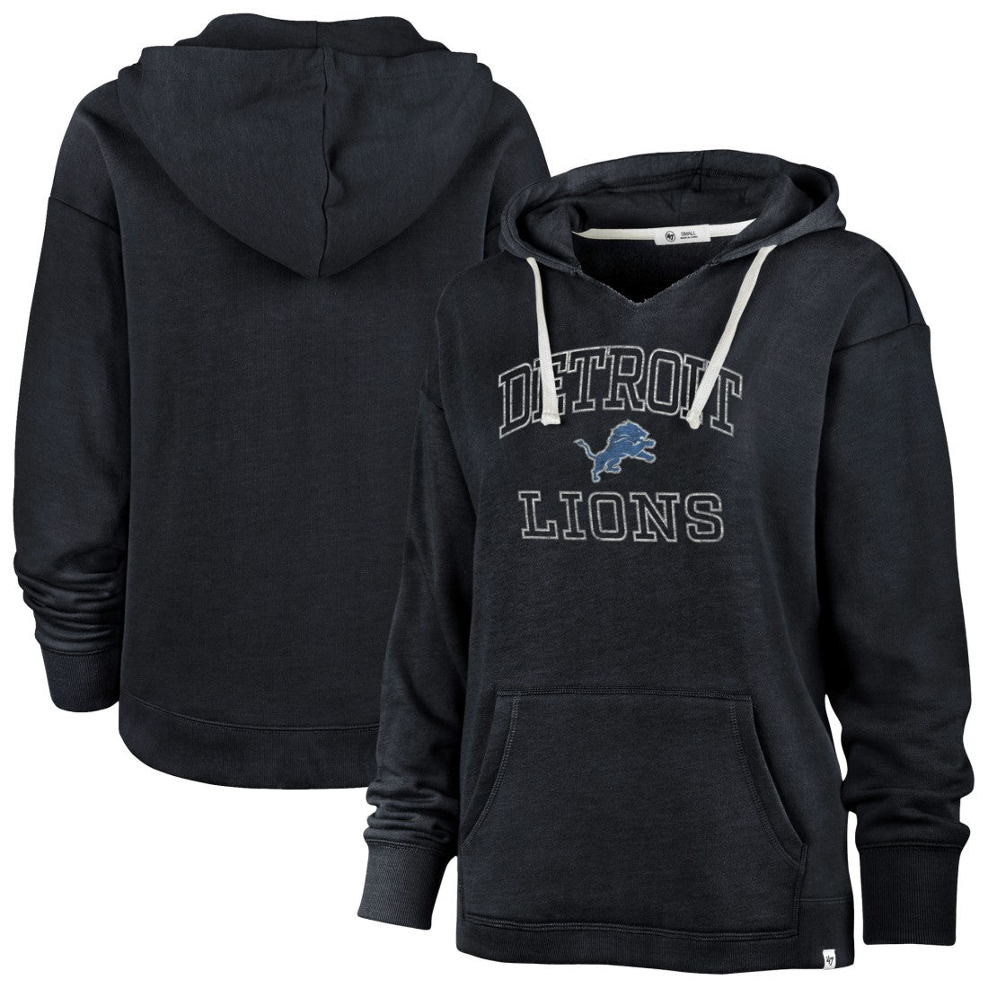 Detroit Lions '47 Women's Plus Size Clarity Kennedy Pullover Hoodie Navy
