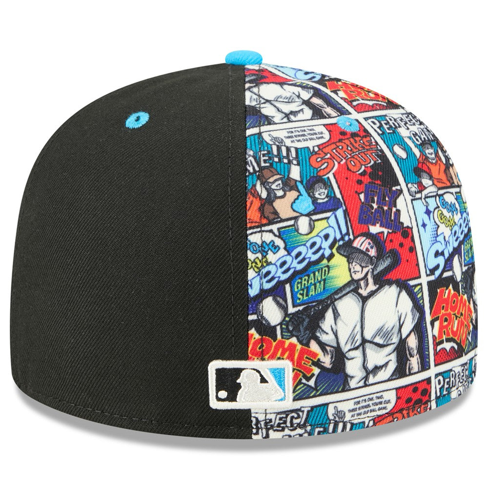 Miami Marlins New Era 2025 MLB Diamond Hero Edition 59FIFTY Fitted Hat - Black/Blue Hats