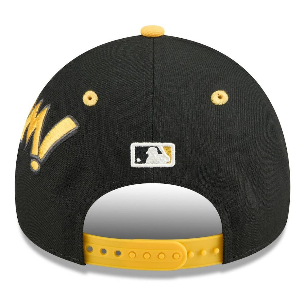 Pittsburgh Pirates New Era 2025 MLB Diamond Hero Edition A-Frame 9FORTY Adjustable Hat - Black/Gold Hats