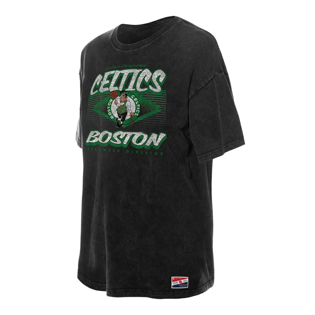 Boston Celtics Women's Throwback Mineral Wash Oversized T-Shirt Black