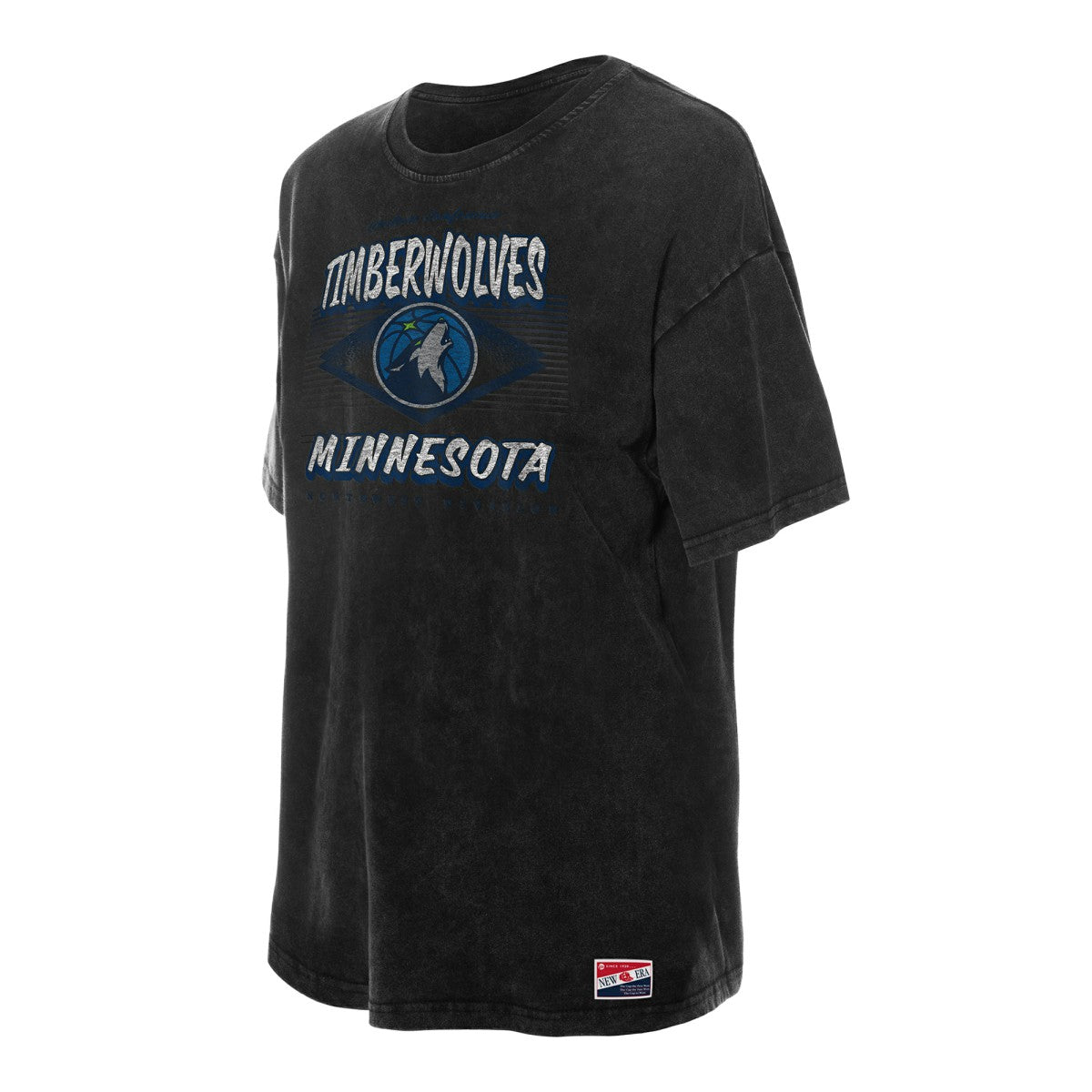 Minnesota Timberwolves Women's Throwback Mineral Wash Oversized T-Shirt Black