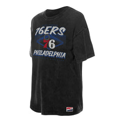 Philadelphia 76ers Women's Throwback Mineral Wash Oversized T-Shirt Black