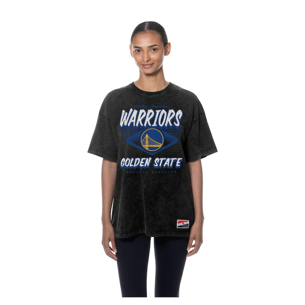Golden State Warriors Women's Throwback Mineral Wash Oversized T-Shirt Black