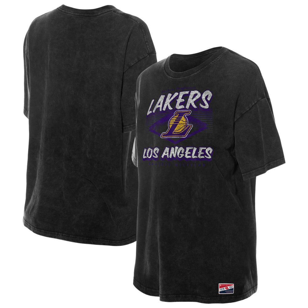 Los Angeles Lakers Women's Throwback Mineral Wash Oversized T-Shirt Black