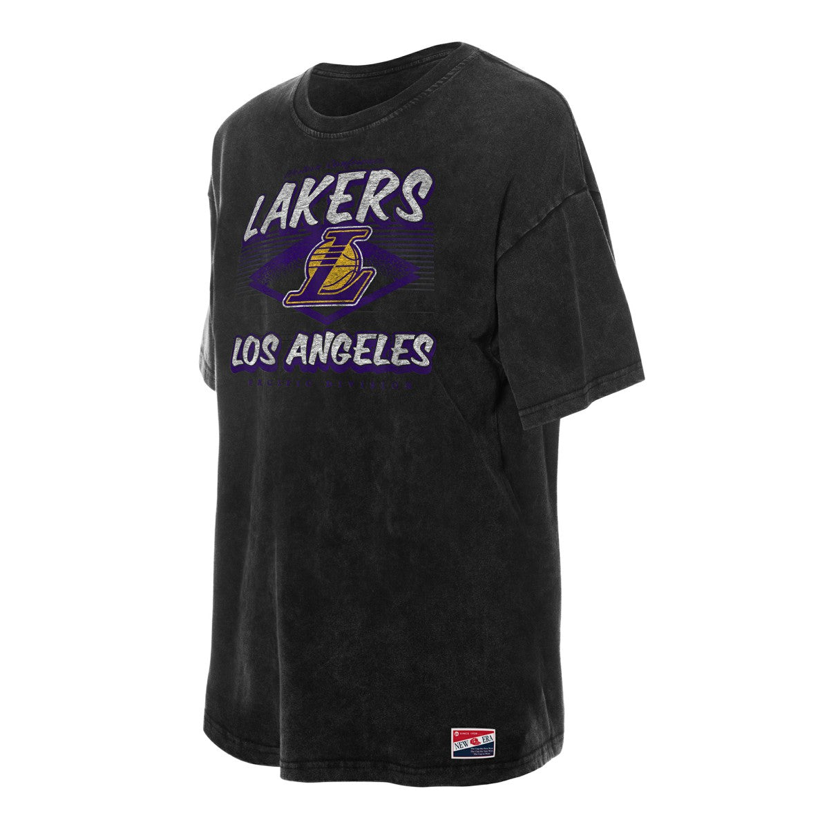 Los Angeles Lakers Women's Throwback Mineral Wash Oversized T-Shirt Black