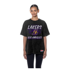Los Angeles Lakers Women's Throwback Mineral Wash Oversized T-Shirt Black