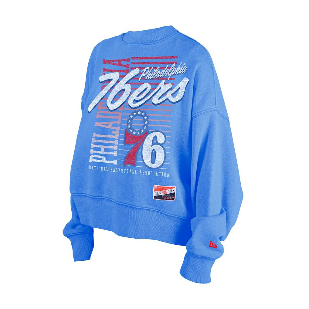 Philadelphia 76ers Women's Boxy Throwback Mineral Wash Sweatshirt Royal