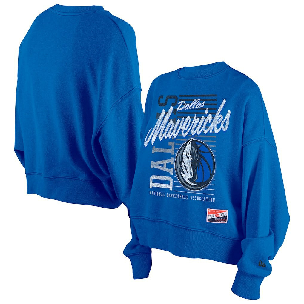 Dallas Mavericks Women's Boxy Throwback Mineral Wash Sweatshirt Blue