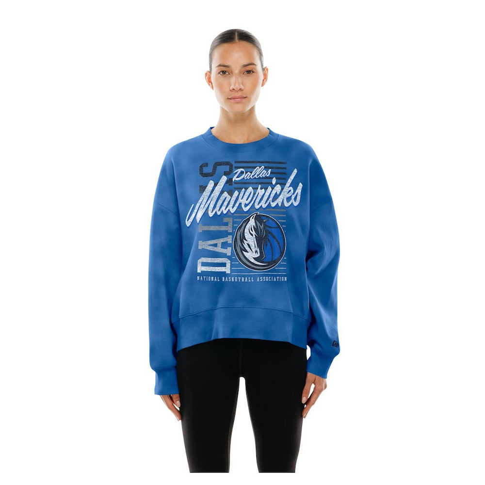 Dallas Mavericks Women's Boxy Throwback Mineral Wash Sweatshirt Blue