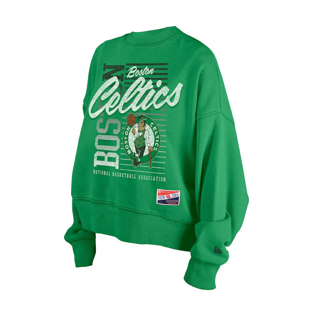 Boston Celtics Women's Boxy Throwback Mineral Wash Sweatshirt Kelly Green