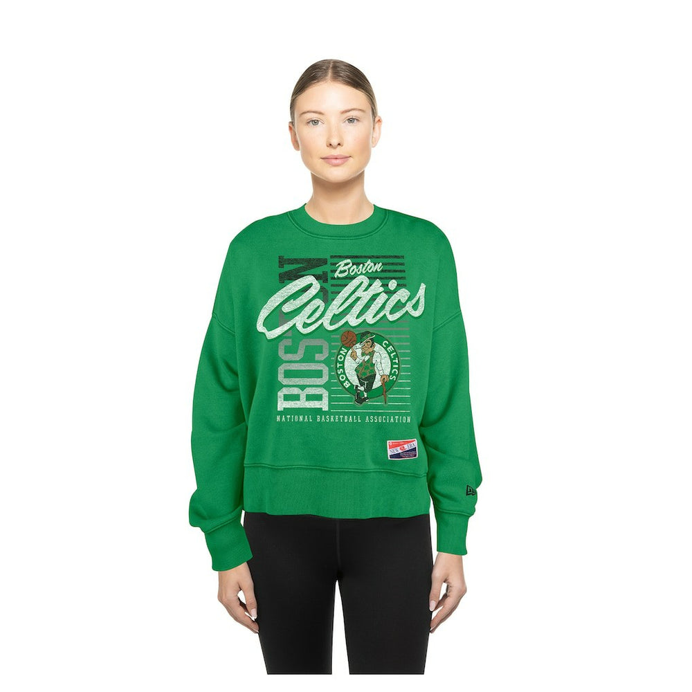 Boston Celtics Women's Boxy Throwback Mineral Wash Sweatshirt Kelly Green