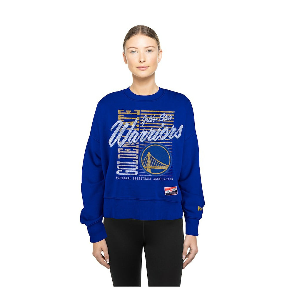 Golden State Warriors Women's Boxy Throwback Mineral Wash Sweatshirt Royal