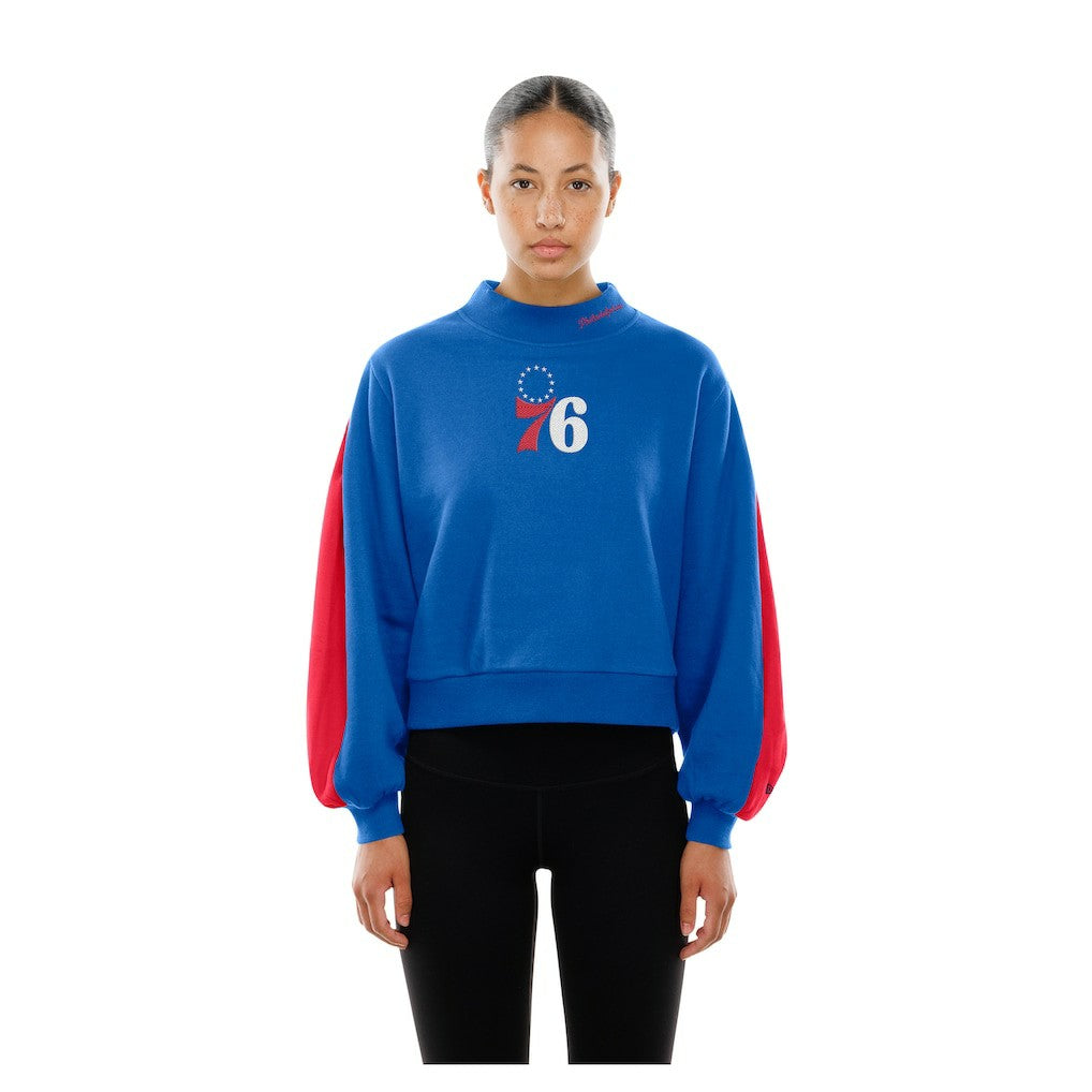 Philadelphia 76ers Women's Sport Night Balloon Sleeves Sweatshirt Royal
