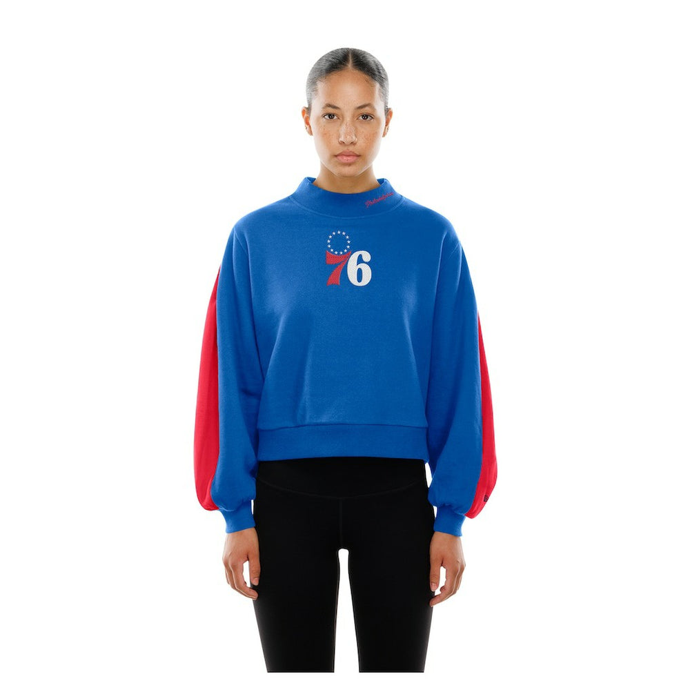 Philadelphia 76ers Women's Sport Night Balloon Sleeves Sweatshirt Royal