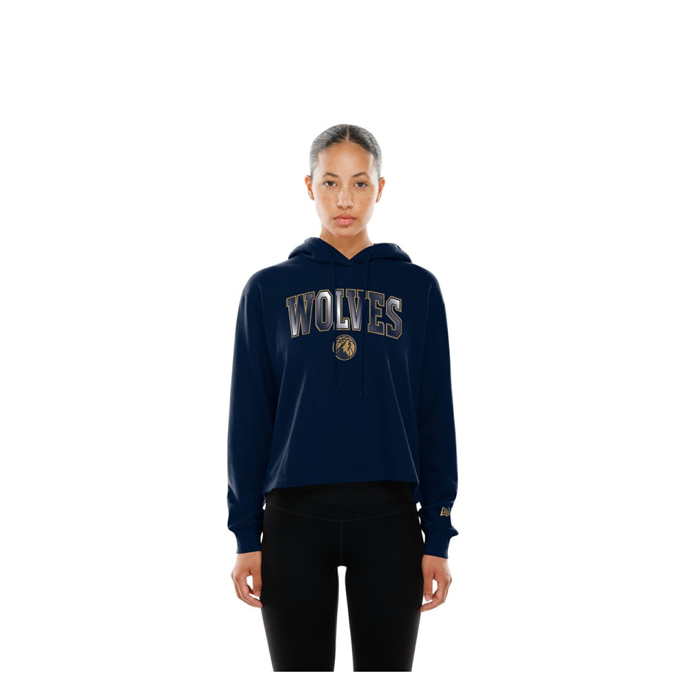 Minnesota Timberwolves Women's Glam Game Open Back Hoodie Navy
