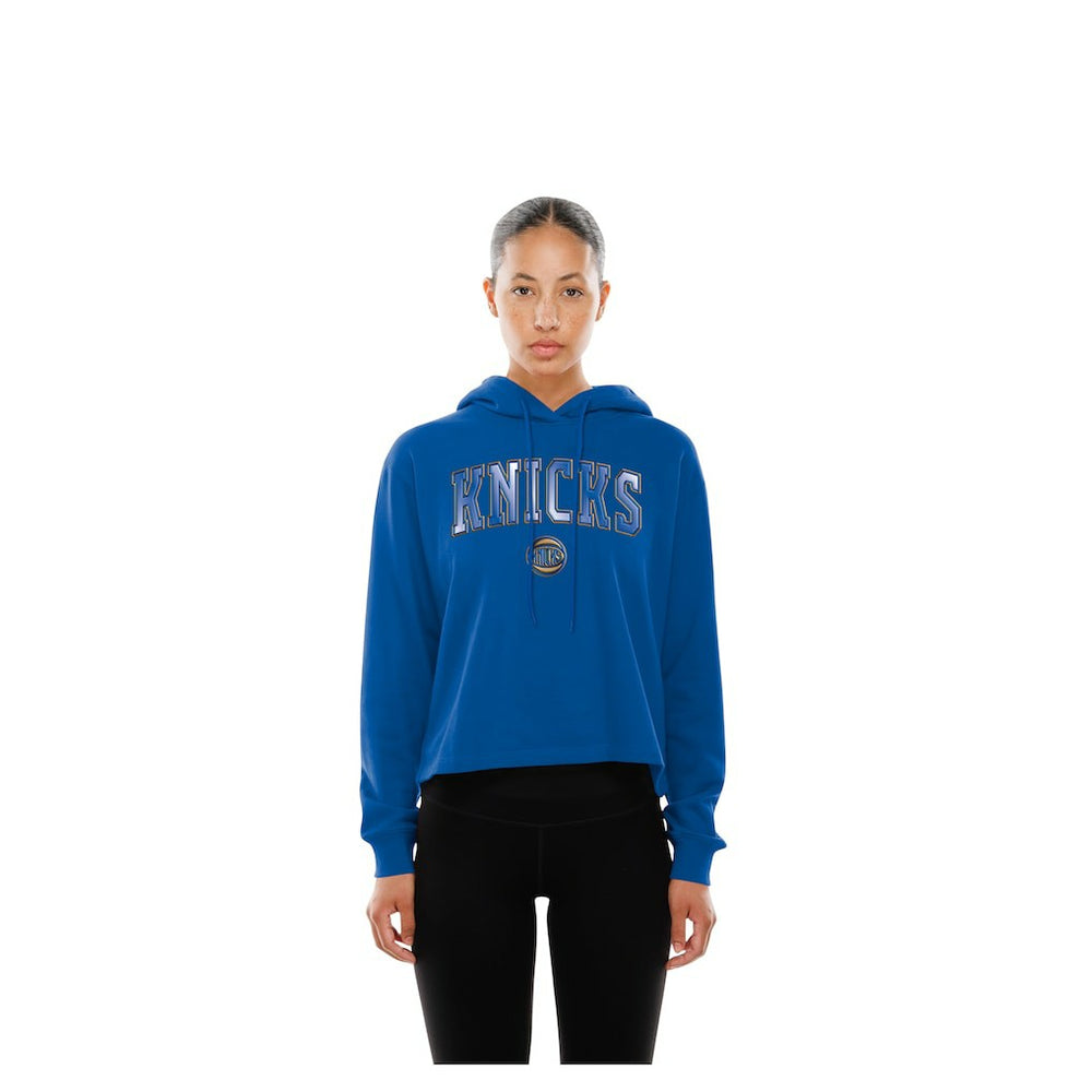 New York Knicks Women's Glam Game Open Back Hoodie Blue