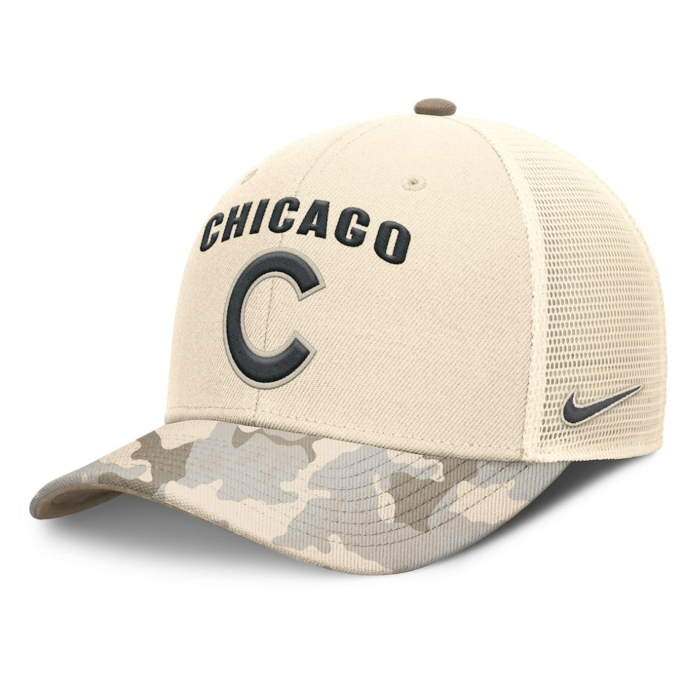 Chicago Cubs Nike Camo Natural Pack Rise Adjustable Trucker Hat - Natural Hats