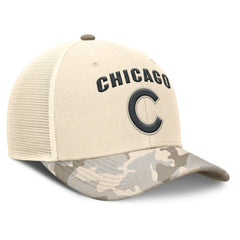 Chicago Cubs Nike Camo Natural Pack Rise Adjustable Trucker Hat - Natural Hats