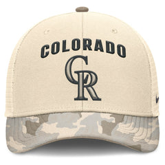 Colorado Rockies Nike Camo Natural Pack Rise Adjustable Trucker Hat - Natural Hats