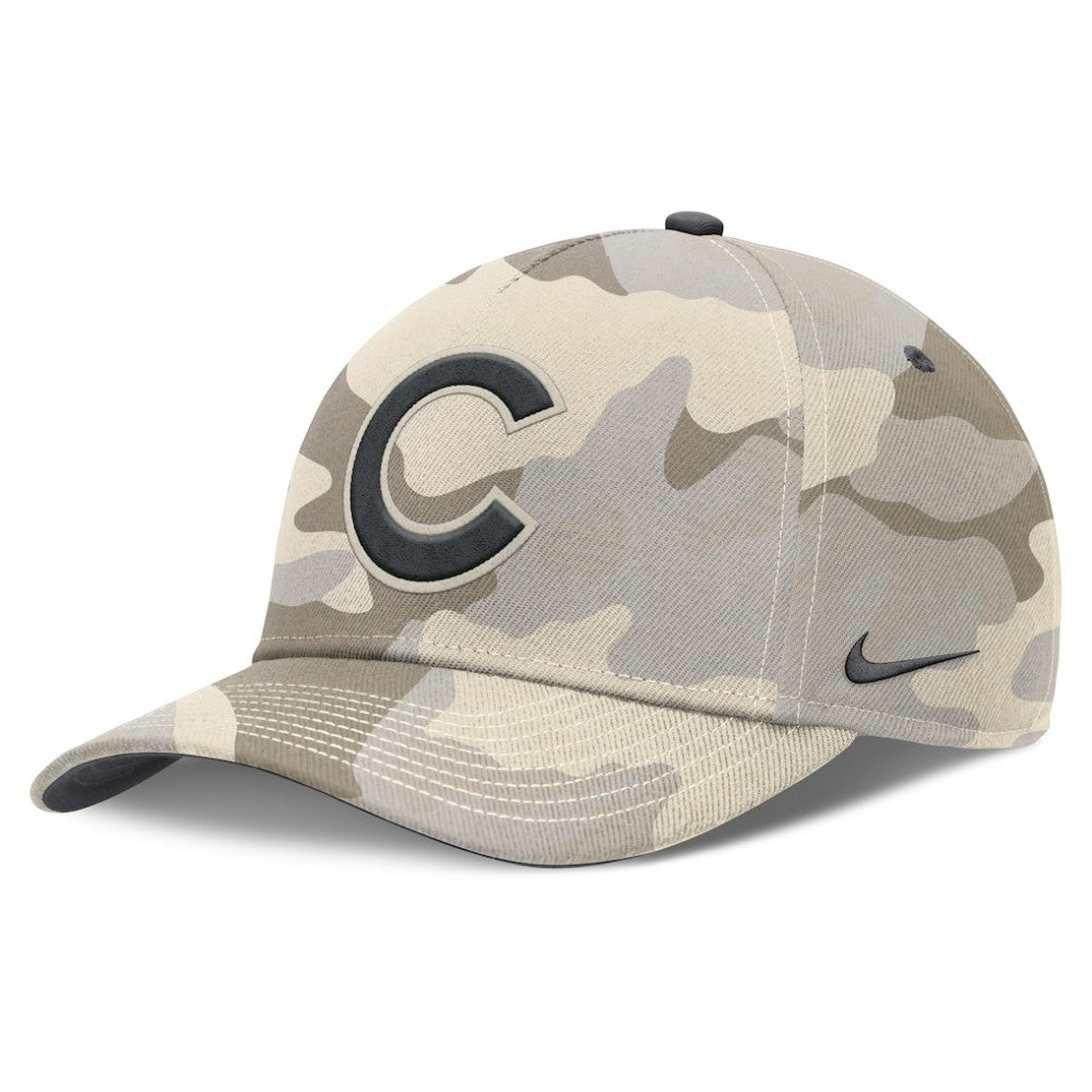 Chicago Cubs Nike Camo Pack Rise Adjustable Hat - Natural Hats