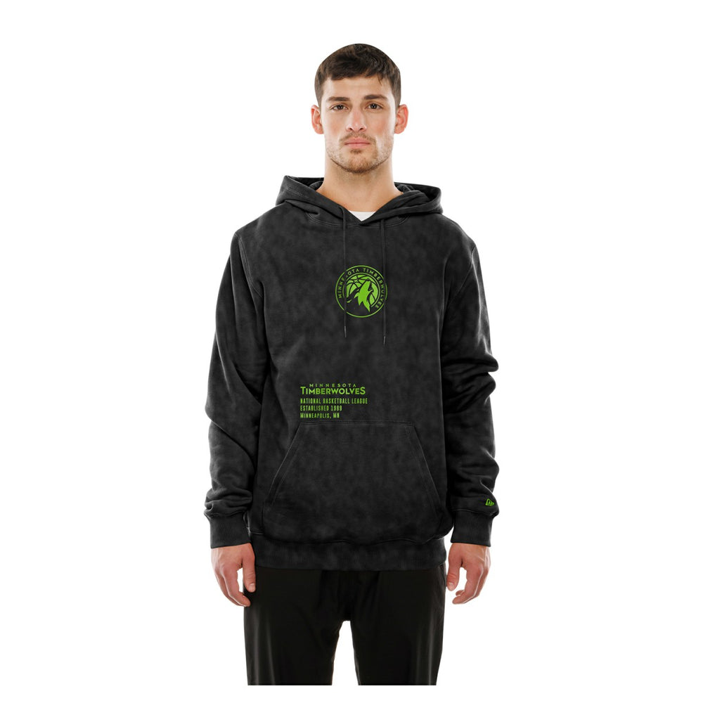 Minnesota Timberwolves Sport Night Mineral Wash Pullover Hoodie Black